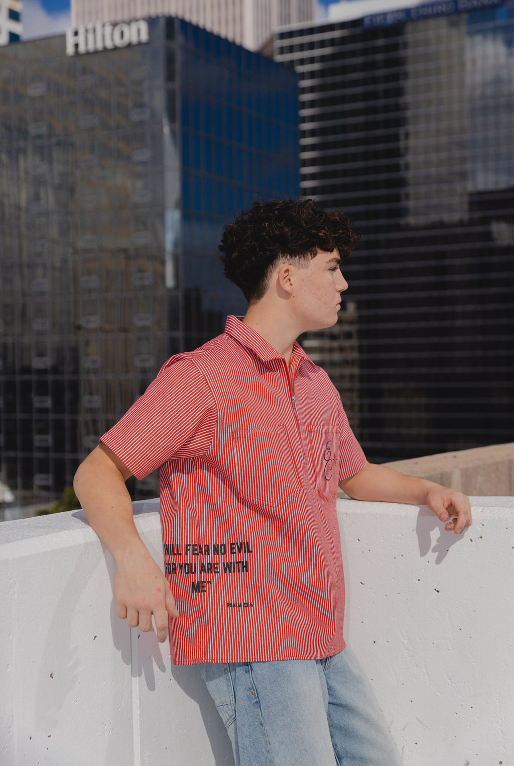"I WILL FEAR NO EVIL" Red Workers Shirt